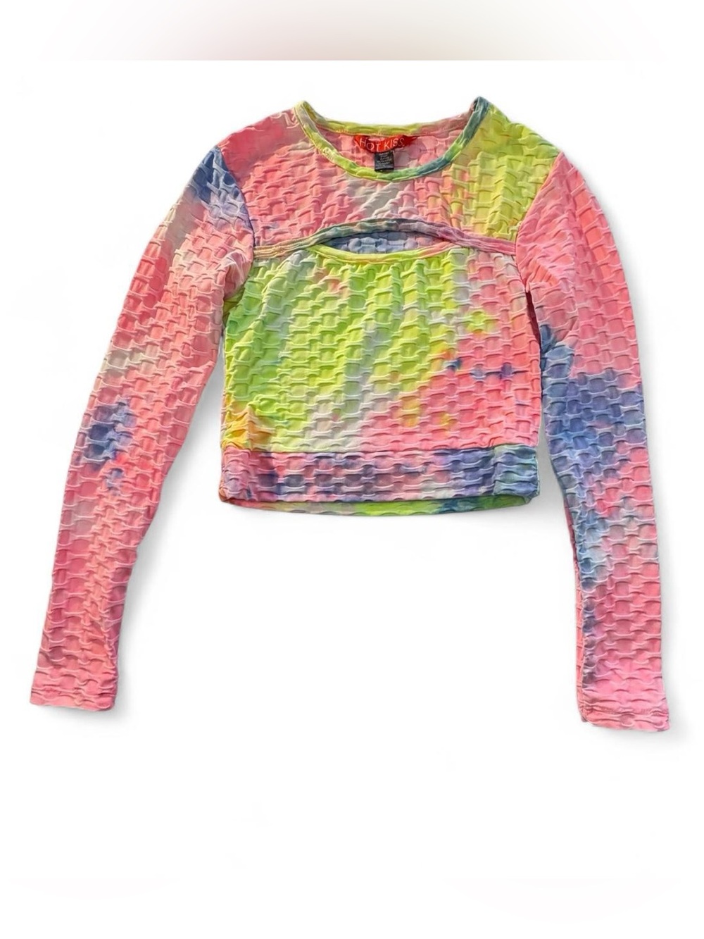 Hot Kiss Tie Dye Textured Cutout Crop Top Size M Y2K Fairycore festival
